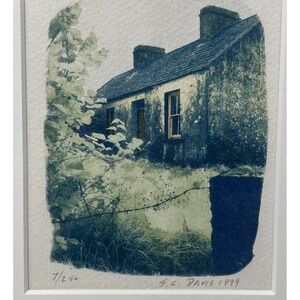 Sandra C Davis cyanotype print art 1999 limited edition Burren Ireland